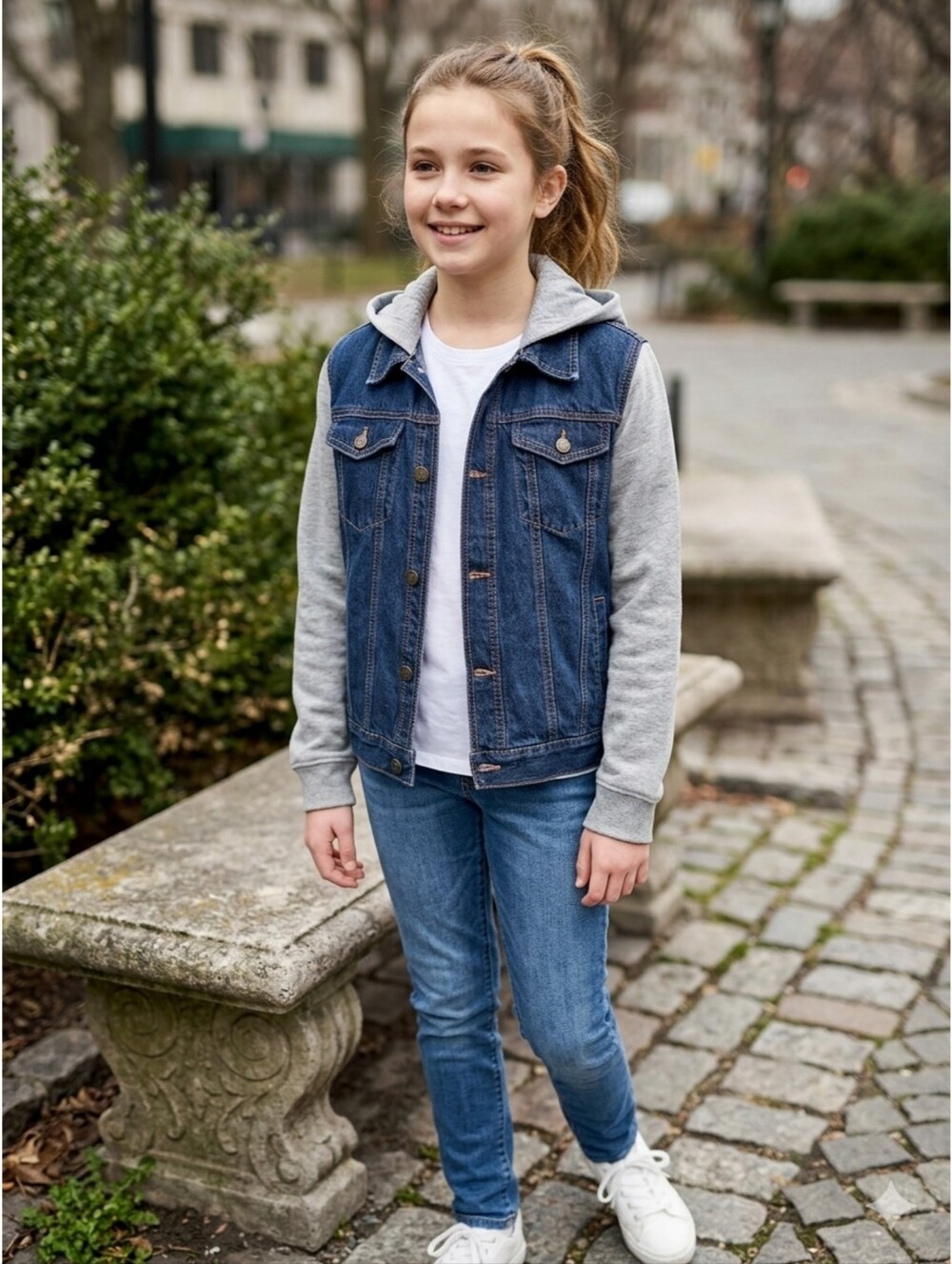 Simply Styled By Sears Hooded Denim Jacket Size XL (14/16)